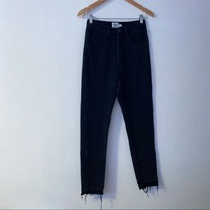 Princess Polly black slim leg raw hem jeans